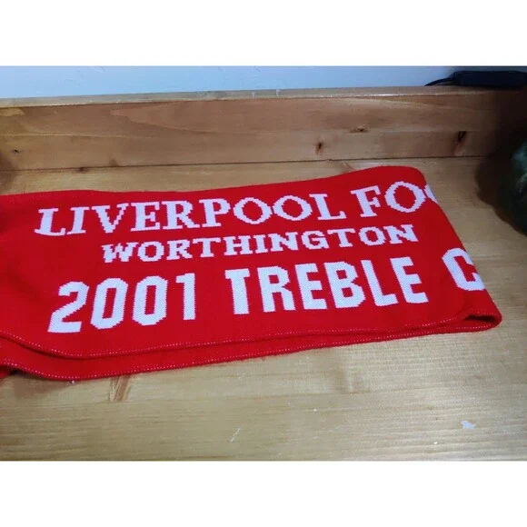 OFFICIAL LIVERPOOL 2001 TREBLE CUP WINNERS RARE SCIARPA SCARF BUFANDA ~56x7" - Picture 7 of 8
